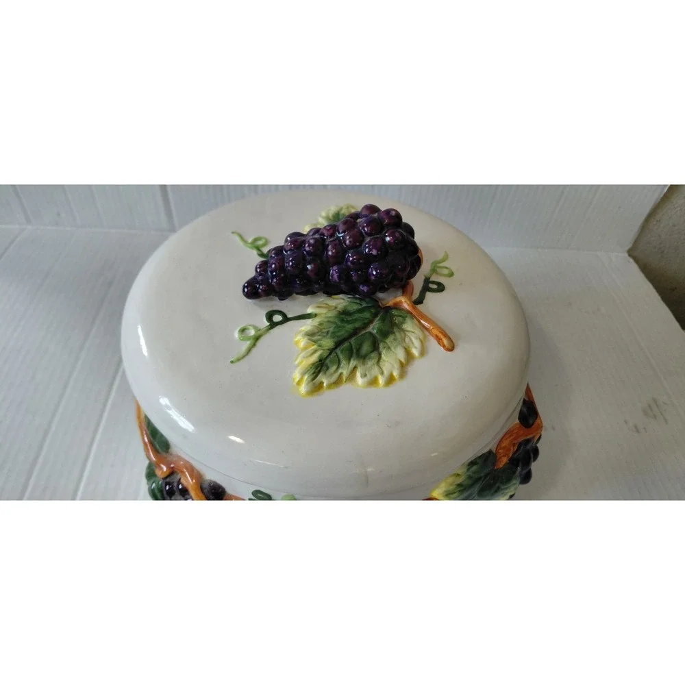 Vintage Retro KMC Tuscany Grapes kitchen collection ceramic Canister Cottagecore